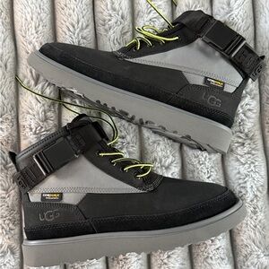 UGG Black and Gray Boots with Neon Accents, waterproof.